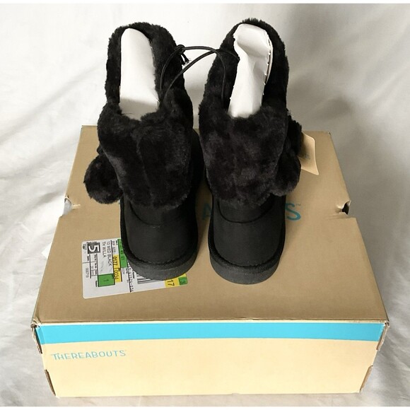 Thereabouts Little & Big Kid Girls Willa Flat Heel Winter Boots Size 13, Black - Picture 3 of 8